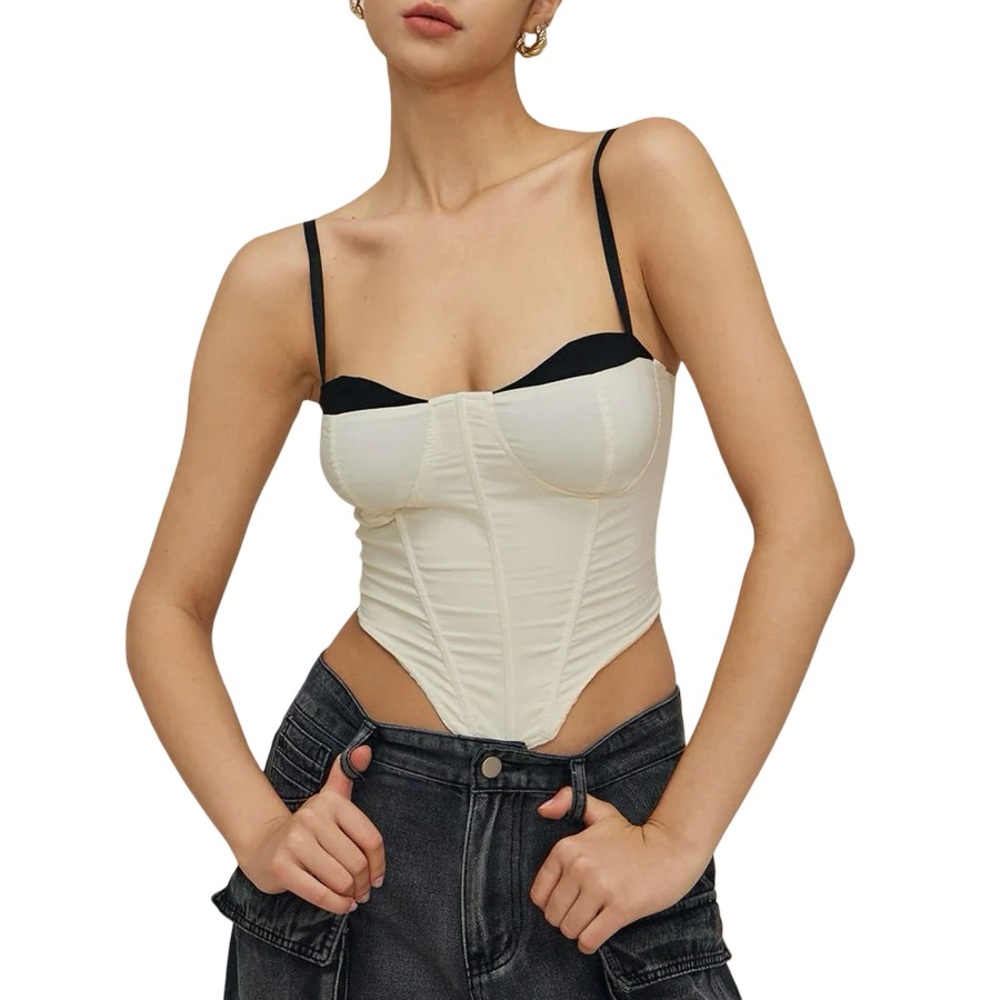 Off-White Contrast Strap Corset Crop Top in Size Medium, New with Tags